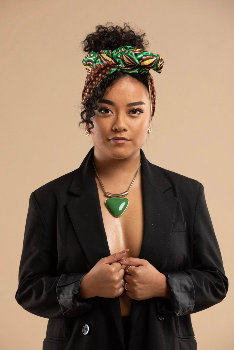 Headwrap Groen Geel Diamant vormen